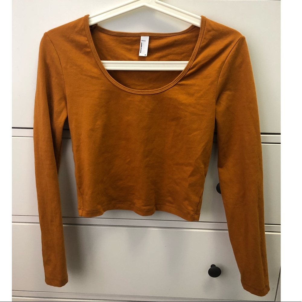 American Apparel Dusty Orange Long Sleeve Crop Top